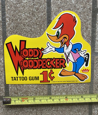 1968 TATTOO GUM WOODY WOODPECKER Gumball Machine Display Card picture