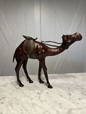Vintage  Leather Covered Dromedary Camel Glass Eyes 12” Tall picture