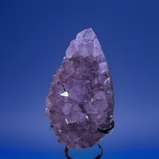 Purple Amethyst Crystal Cluster Geode Display Specimen on Black Metal Stand picture