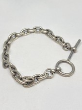 25g 925 STERLING SILVER STAMPED O ROLO LINK 7.5” HEAVY VINTAGE BRACELET STAMPED picture