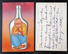 1940s WWII Era Comic I Am All In Chubby Man Trapped Inside Bottle B4 picture