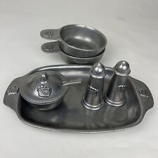 Vintage Carson Pewter Dishes Set, Salt And Pepper Shakers, Tray, Spoon, Bowls picture