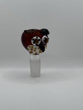 14MM Cool Amber Unique Thick Glass Owl Replacement Hookah Bowl Slide picture