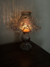 Vintage Dusty Cabbage Rose Pink Fairy Lamp 3 Piece Pre-owned picture