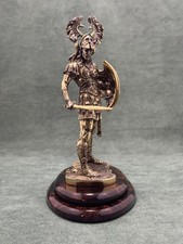 Art Deco Spartan Commander Statuette Cast Bronze Figurine Base In Obsidian Stone picture