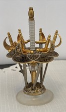 Vintage Toledo Spain Cocktail Swords and Stand Swordsman picture