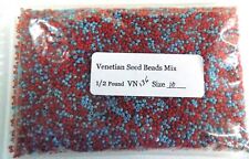 1/2# Pound Bulk Red Blue Mix Antique African Seed Beads Venetian Trade V136 picture