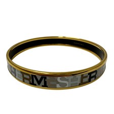 Hermes Bangle Carr H Enamel PM Women's Brand GP Gold Black Stylish Elegant Simpl picture