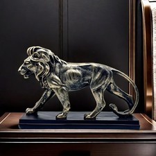 FUNSXBUG 10 Inch Resin Lion Statue Sculpture Vintage Figurines Animal Collect... picture
