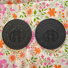 Vintage Starbucks Black Coaster Set of 2, 1988, Plastic Made in Canada picture