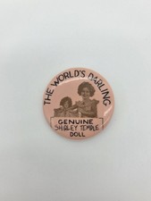 Vintage Shirley Temple Pinback Button The World's Darling Genuine Doll Promo Bad picture