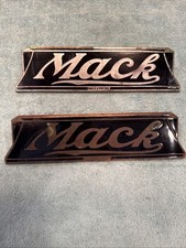 (2) Antique 1930’s Brass MACK Truck Porcelain AULD CO GRAMMES Hood Emblems RARE picture