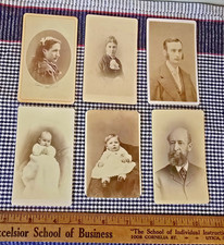 ANTIQUE CDV LOT of 6 -1870s VICTORIAN PORTRAIT PHOTOS, WORCESTER MA STUDIOS picture