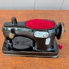 Mid Century Seamstress Sewing Machine Pin Cushion and Tape Measure Ceramic Japan picture