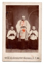 C. 1890s CABINET CARD COOKE CHRISTIAN FATHER WITH SONS IN ROBES GOCHAN NEW YORK picture