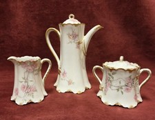 5pc Antique BALTIMORE ROSE Coffee Pot Creamer Sugar Bowl Haviland Limoges France picture