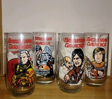 Vintage 1978 Battlestar Galactica Collector Glasses Set of 4 - Universal Studios picture
