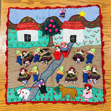 Arpillera Folk Art Dances of Peru Vtg Wall Hanging Tapestry 18”x 18” Agriculture picture