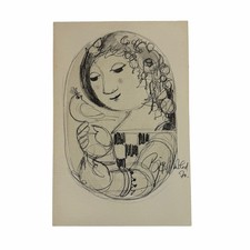 Vintage Bjorn Wiinblad Mid Century Modern Danish Art Note Card - Ballet Costume picture