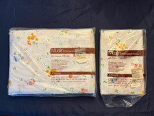 VTG JCPenney 1970s Cora Muslin Permanent Press Full Fitted Sheet & 2 Pillowcases picture