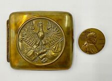 Antique Prussian Cigarette Case and Kaiser Wilhelm I Bronze Medallion picture