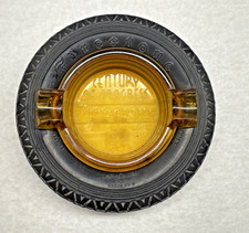 Firestone 1934 Century of Progress Chicago World's Fair Tire Ashtray Amber Glass picture