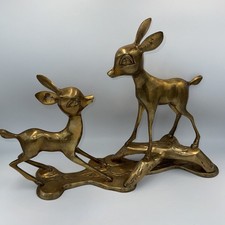 Vtg Brass Playful Fawn Deer Bambi Mid-Century Modern 16” Heavy picture