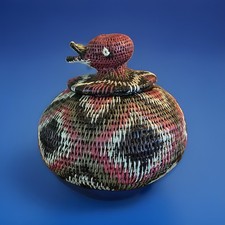 Vintage Hand Woven Basket By Indigenous People Of Panama From The Embera Tribe picture