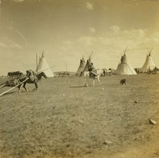 N A Forsyth Stereoview of Flathead Indians on way to the Sun Dance UL2 Excellent picture