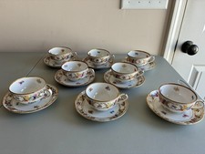 4 SCHUMANN BAVARIA EMPRESS DRESDEN FLOWERS CUP & SAUCER SETS (GERMANY) picture