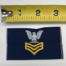 U.S. Military Navy Petty Officer 1st Class Rank Cloth Collar Device Left Yellow picture