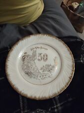 50th Gold Wedding Anniversary Decorative Plate with Bride and Groom picture