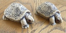 Vintage (2) Norleans Carved Leopard Tortoise Turtle Figurine Made in England EUC picture