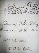 1885 antique FOLK ART MANOAH G.MESTER HANDWRITTEN PENMANSHIP hereford berks pa picture
