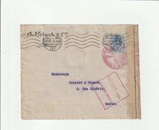 1915 Barcelona Paris Censored Letter WW1 Open Military Authority 25c picture