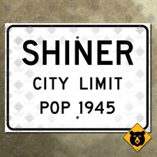Shiner Texas city limit street highway road sign 1956 white black 12x9 picture