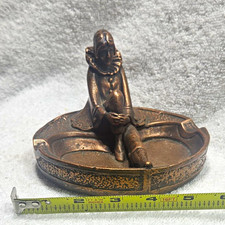 Vintage 1920s Art Deco Bronze Pierrot Clown Ashtray Coin Dish Jester Figural picture