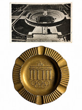 Third Reich. Berlin 1936 Summer Olympic Games Gilt Ash Tray - Brandenburg Gate picture