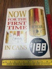 Michelob Beer 1966 Old Vintage Easel Back Cardboard Pricer Sign 1st Time In Cans picture