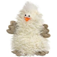 Fuzzy White Chicken With Grey Wings Whimsical Plush Sitter picture