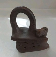 Antique Teracota Sad Iron w/Forged Iron Nail-Great Condition 4 X 3.5 Inches picture