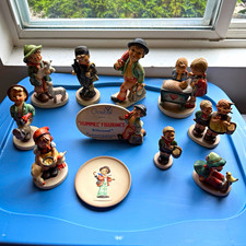 Goebel M.I. Hummel Porcelain Hand Painted Figurine Lot + Plate & Sign Boxed picture
