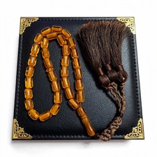Ultra Rare Antique German Faturan Bakelite Tasbih Najaf 1970s Honey 33 Beads 26g picture