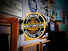 Harley Davidson Genuine Motor Oil LED Sign Double Sided RGB Remote Garage Decor picture