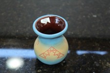 Vintage Sioux Pottery Vase Signed Kate Dismounts Multi Color 3-3/4