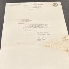 1959 Nevada Gaming Control Board Signed Letter Derby Sports Book Jackie Gaughan picture