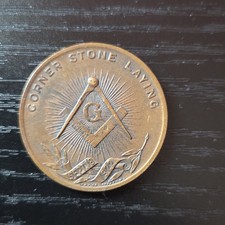 1922 Masonic temple detroit Corner Stone Laying Brass Coin picture