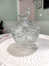 Hofenbauer Byrdes Crystal Trinket Dish with Bird on Top Vintage Beautiful  READ picture