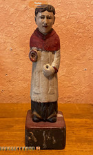 Hand Painted Hand Carved Wood Religious Figure Statue on Wood Base #8278 picture