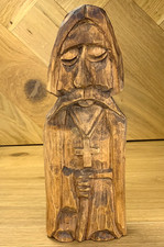 Cepelia Polish Cooperative Praying Monk Figurine Hand Carved Wood Folk Art 9.75